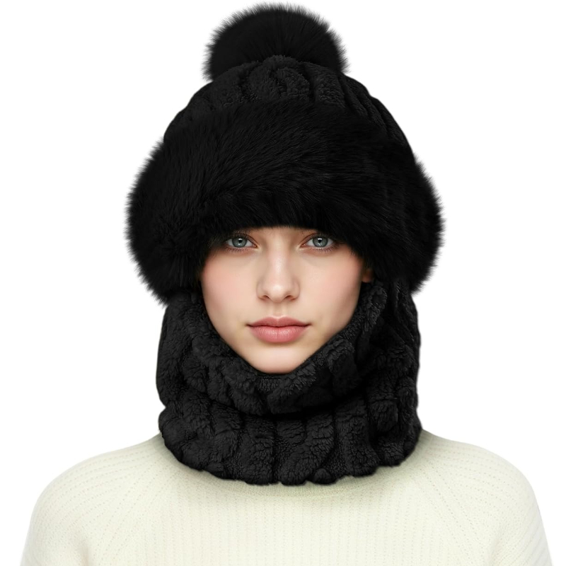 Skull Cap Helmet Liner - Women Winter Beanie Hats One-Piece Fleece