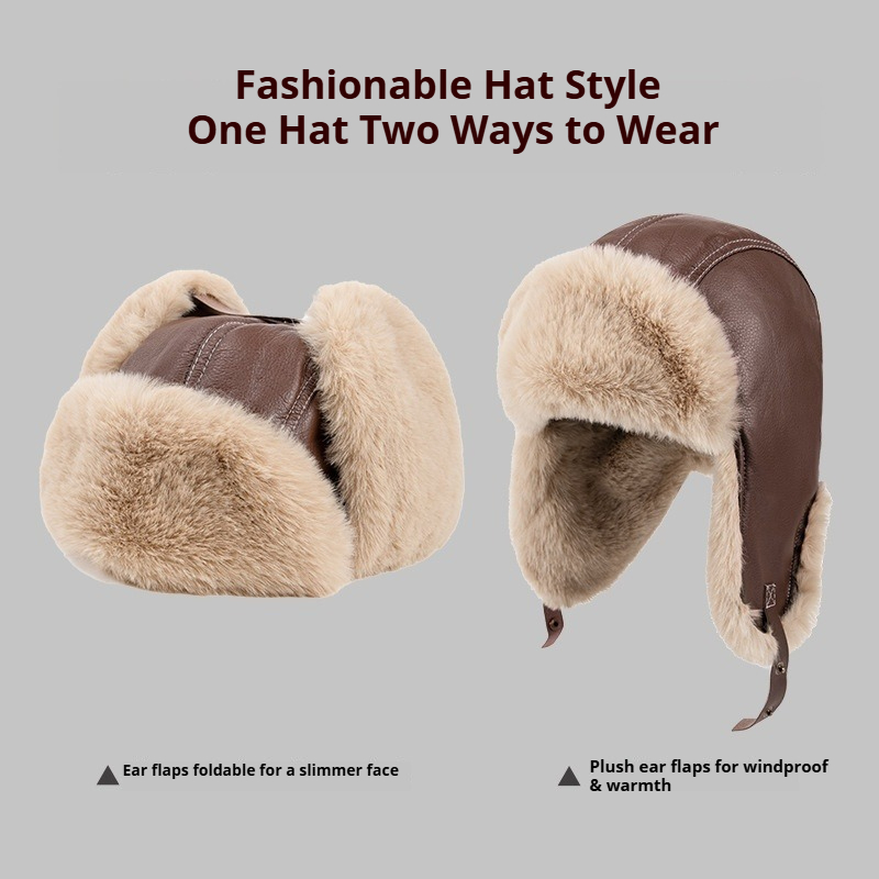 Men Winter Warm PU Leather Tra - đánh giá và giá Winter Trapper Hat